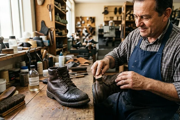 Sapatos protegidos contra água em Jundiaí, mostrando medidas de conservação e proteção.